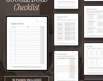 Checklist template for Google Docs, daily to do list, weekly check in, interactive workbook