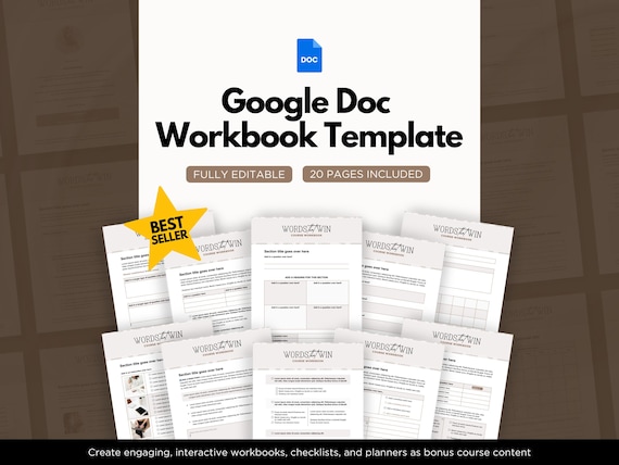 Workbook Template, Google Doc, Checklist, Journal, Planner, Fillable pdf