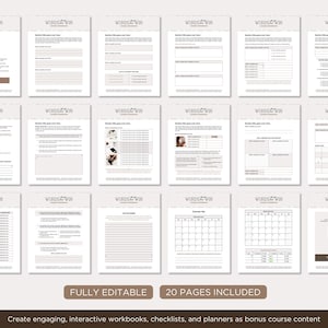 May include: A collection of 20 fully editable workbook pages with the "WORDS WIN" logo. The pages include various layouts for checklists, planners, and course content. The image also includes the text "FULLY EDITABLE" and "20 PAGES INCLUDED".