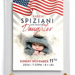 Amerikaanse aangepaste babykaart | Babykaart VS | Aangepaste babykaart | Patriottische ruilkaart | Newborn-ruilkaart | Aangepaste babykaart + strijkijzerstandaard