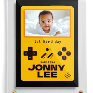 carte de vœux photo personnalisée pour bébé | Carte de statistiques bébé + étui en acrylique | faire-part bébé | Cadeau pour nouvelle maman | Dalle personnalisée | Carte de jeu pour bébé