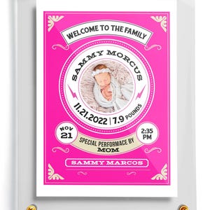 Roze babykaart | Kaart voor moeders meisje | Verzamelkaart voor kinderen | Ruilkaart voor meisjes | Pasgeboren meisje kaart | Acryl hoesje + gepersonaliseerd babymeisje