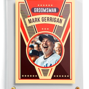 Carte de vœux de garçons d'honneur d'amusement | Cartes à collectionner avec photo + étui en acrylique | Meilleur cadeau de mariage | Carte de marié à collectionner | Souvenir de mariage | Carte du meilleur homme