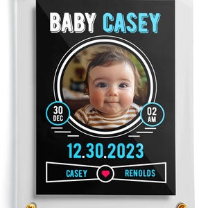 Carte à collectionner fraîche de bébé | Carte de vœux personnalisée + étui en acrylique | Cadeau bébé maman | carte photo personnalisée | Carte à collectionner bébé | Carte personnalisée nouveau-né