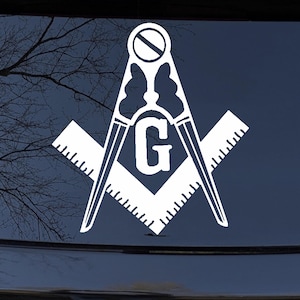 4in X 4.3in Free Mason Masonic Square and Compass Car or Truck Window Laptop Decal Sticker Your Choice Of Colors