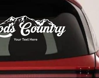 Gods Country Mountains Decal Car Truck Window Vinyl Sticker Outdoor Scenery