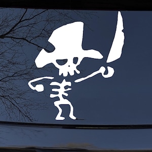 3in X 3.4in Pirate Skeleton Car or Truck Window Laptop Vinyl Decal Sticker Your Choice Of Colors