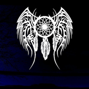 Dreamcatcher With Tribal Wings Car or Truck Window Laptop Decal Sticker Your Choice Of Sizes and Colors
