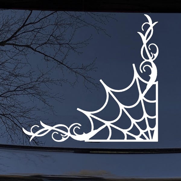 Corner Spider Web Swirls Car Truck Window Vinyl Decal Sticker Halloween Spooky