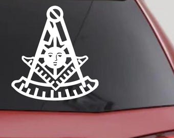 Masonic Past Master Decal | Square Compass Car Truck Window Sticker 6in X 5.6in