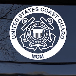 5in X 4.7in United States Coast Guard Mom Car or Truck Window Laptop Decal Sticker Your Choice Of Colors