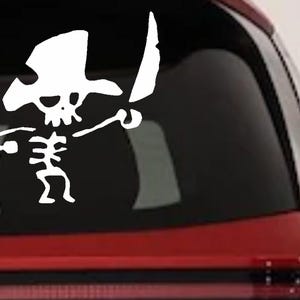 Pirate Skeleton Vinyl Decal - Car, Truck, Laptop Sticker 6in X 6.8in