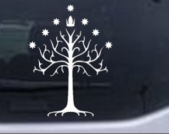 4in X 3in White Tree of Gondor Car or Truck Window Laptop Decal Sticker Your Choice Of Colors