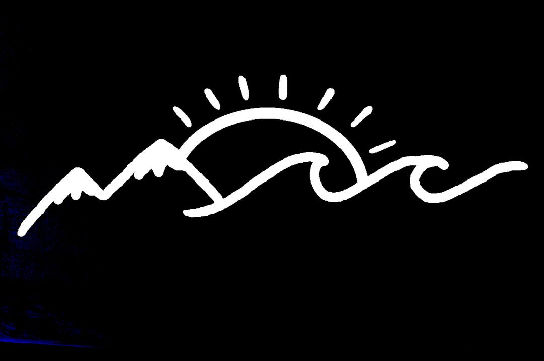 Mountain Beach Sun Wave Vinyl Decal - Car, Truck, Laptop Sticker 8in X ...