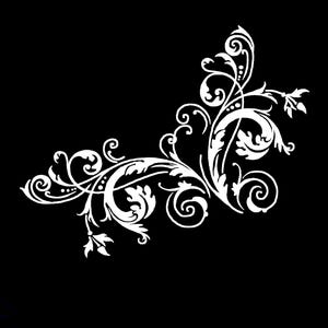 6in X 7.5in Floral Vine Corner Swirl Decal Car or Truck Window Laptop Decal Sticker Your Choice Of Colors