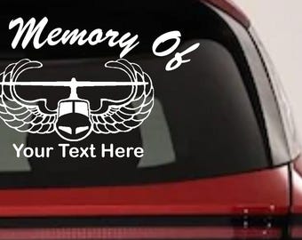 In Memory Of Airborne Air Assault Military Car or Truck Window Vinyl Decal Sticker