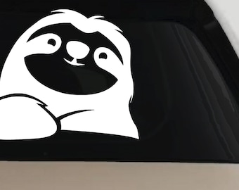 Happy Sloth Car Decal: Truck, Window, Laptop Sticker 6in X 7.4in
