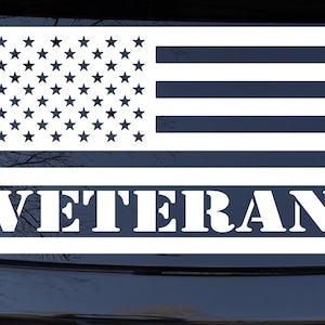 US American USA United States Flag Veteran Military Car or Truck Window Decal Sticker Your Choice Of Sizes and Colors