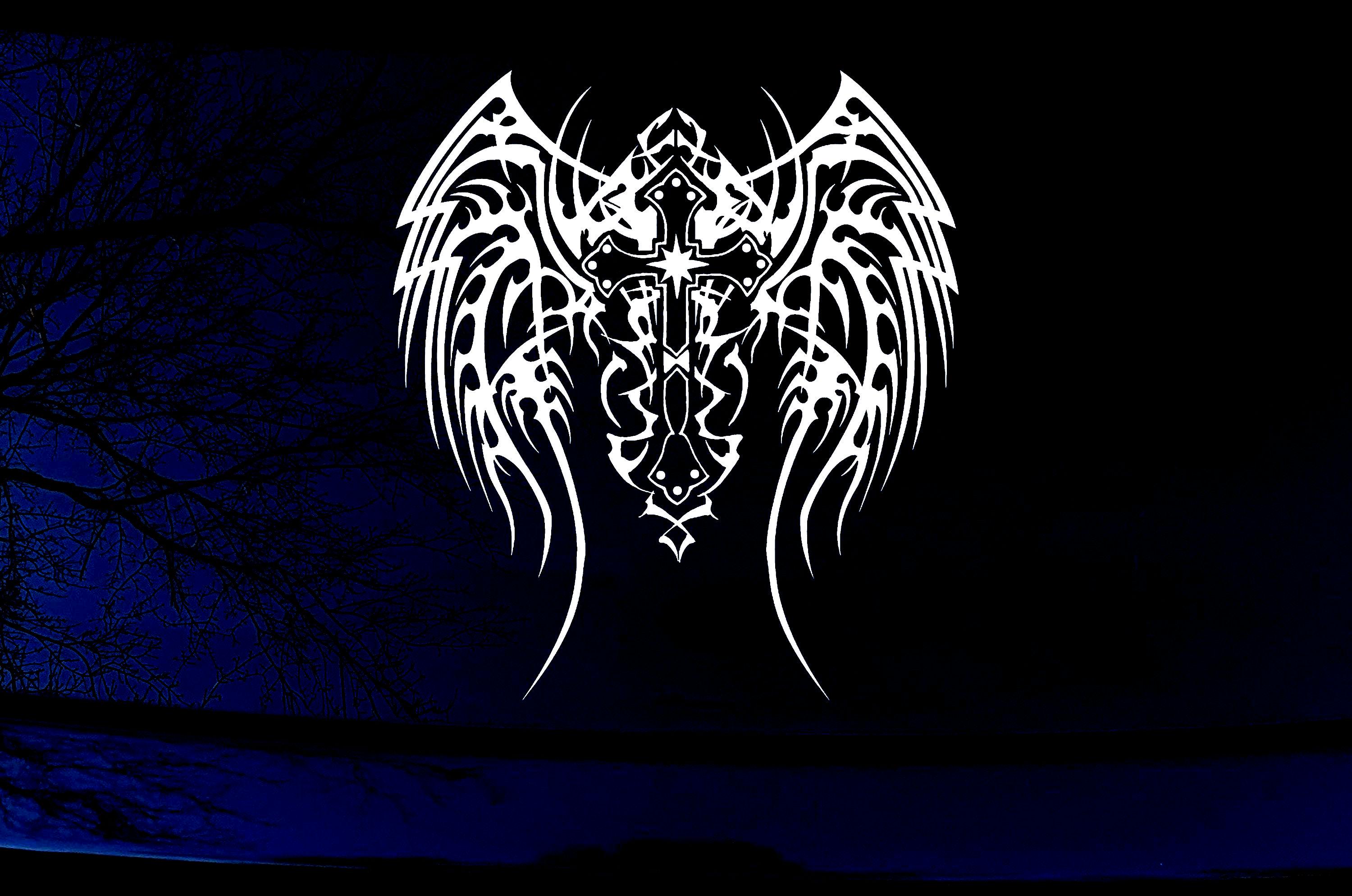 8in X 8.9in Tribal Wings and Cross Decal Car or Truck Window Laptop Vinyl Decal Sticker Your Choice Of Colors