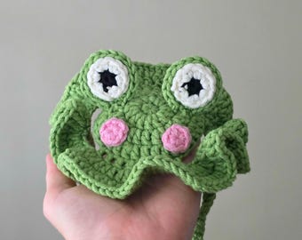 Frog Hat, Crochet Hat For Cats Or Small Dogs, Cat Hat, Pet Fashion, Cute Cat Costume, Frog Outfit, Frog Pet Costume, Pet Halloween Costume