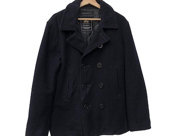 Vintage 1960's Midnight Blue Naval Pea Coat | Size S - Www