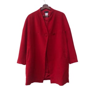 Vintage Agnes B Wool Overcoat Jacket, 90s Minimalist Full Zip Long