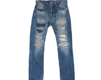 HYSTERIC GLAMOUR X Andy Warhol Studded Punk Jeans Distressed Rare