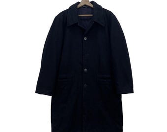 agnes b. Homme PARIS Wool Jacket サイズ3 Vintage Agnes B Homme Black Cotton Chore Jacket - Made in