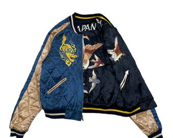 ジャケット・アウター vintage beroa sukajan Sukajan Japan Birds Varsity Jacket - Japanese Streetwear
