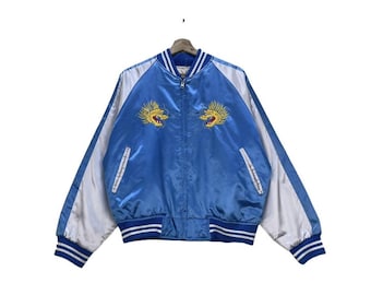 80s Japan Sukajan Yokosuka Embroidery Japanese Souvenir Jacket XL