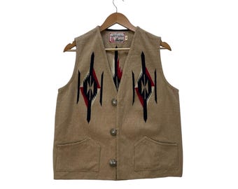 Vintage Toyo Interprise Chimayo Blanket Wool Native Vest Jacket