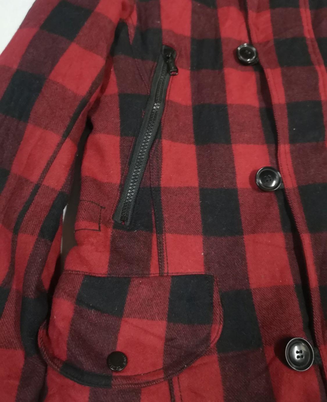 Vintage Japanese Brand Takeo Kikuchi Buffalo Plaid Faux Fur Hooded