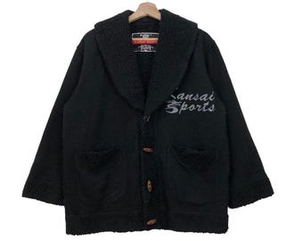 Kurtka sportowa Kansai Yamamoto Kansai z haftowanym logo i wzorem Sherpa w stylu vintage Avant Garde