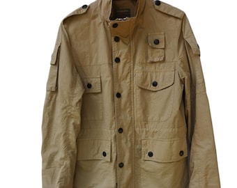 ICONIC!! Vintage 90s Barbour Trench Coat Zipper Wax Jacket Barbour