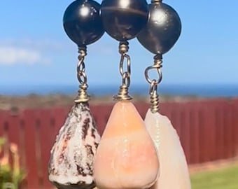 Tahitian Pearl & Cone Shell Necklace: 14k Gold Filled Hawaiian Jewelry