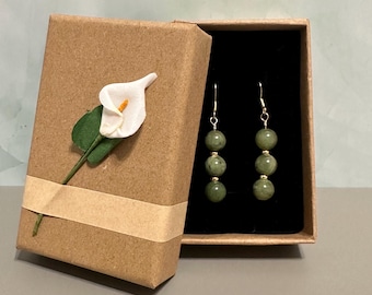Jade Drop Earrings: 14k Gold Filled, Handmade Hawaiian Jewelry