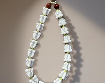 Handcrafted Flower Phone Charm: Hawaiian Lei Wrist Strap