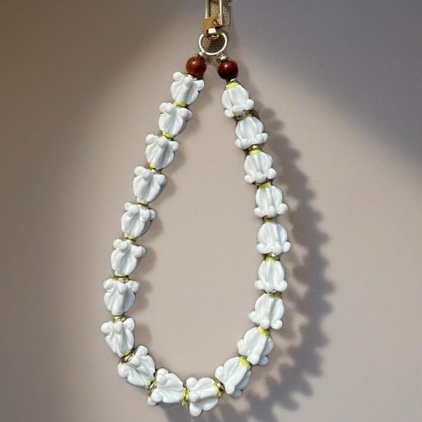 Handcrafted Flower Phone Charm: Hawaiian Lei Wrist Strap