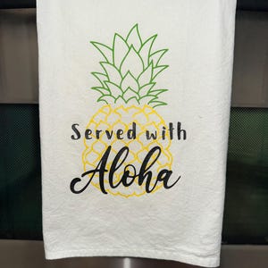 Aloha Flour Sack Towel – Hawaiian Kitchen Towel | Tropical Dish Towel | Cotton Tea Towel | Island Decor | Hostess Gift | Lint-Free