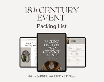 18th Century Packing List, Printable, Rococo Dress, Venice Carnival, Fetes Galantes, Grand Bal Masque, Marie Antoinette Costume