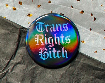 Miku zei het het beste [Trans Rights regenboog iriserende knopspeld/knopbadge]