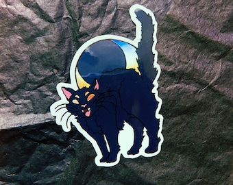 Here Kitty Kitty [Sticker - iriserende waterdichte vinylsticker]