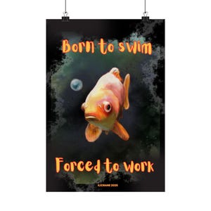 Grillige vis Art Print, woondecoratie, grappige kantoorposter, cadeau voor aquarianen, creatieve kunst aan de muur, humor prints