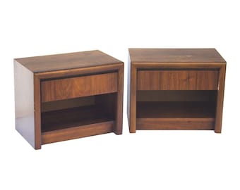 Midcentury Walnut Nightstands by Lane, pair