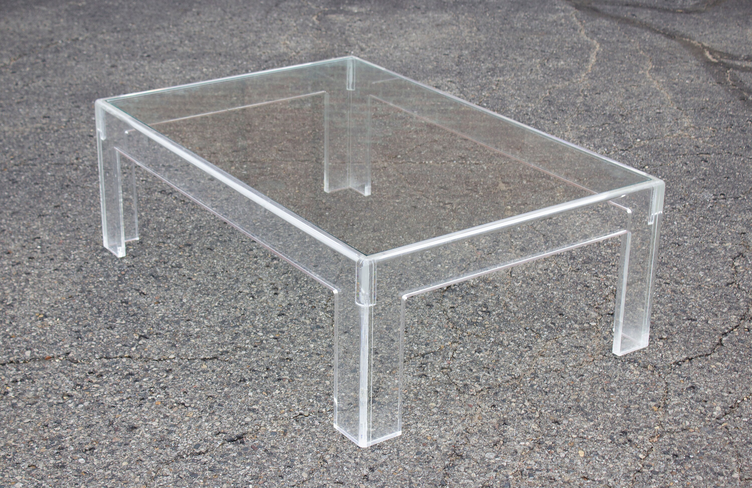 Thick Lucite Coffee Table With a Rectangular Form 48 X 32 Karl Etsy