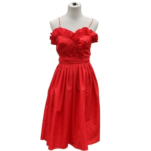 Vintage Red Satin Betty Boop Dancing Emoji Dress Size 0-2 Costume Ruffle Flounce
