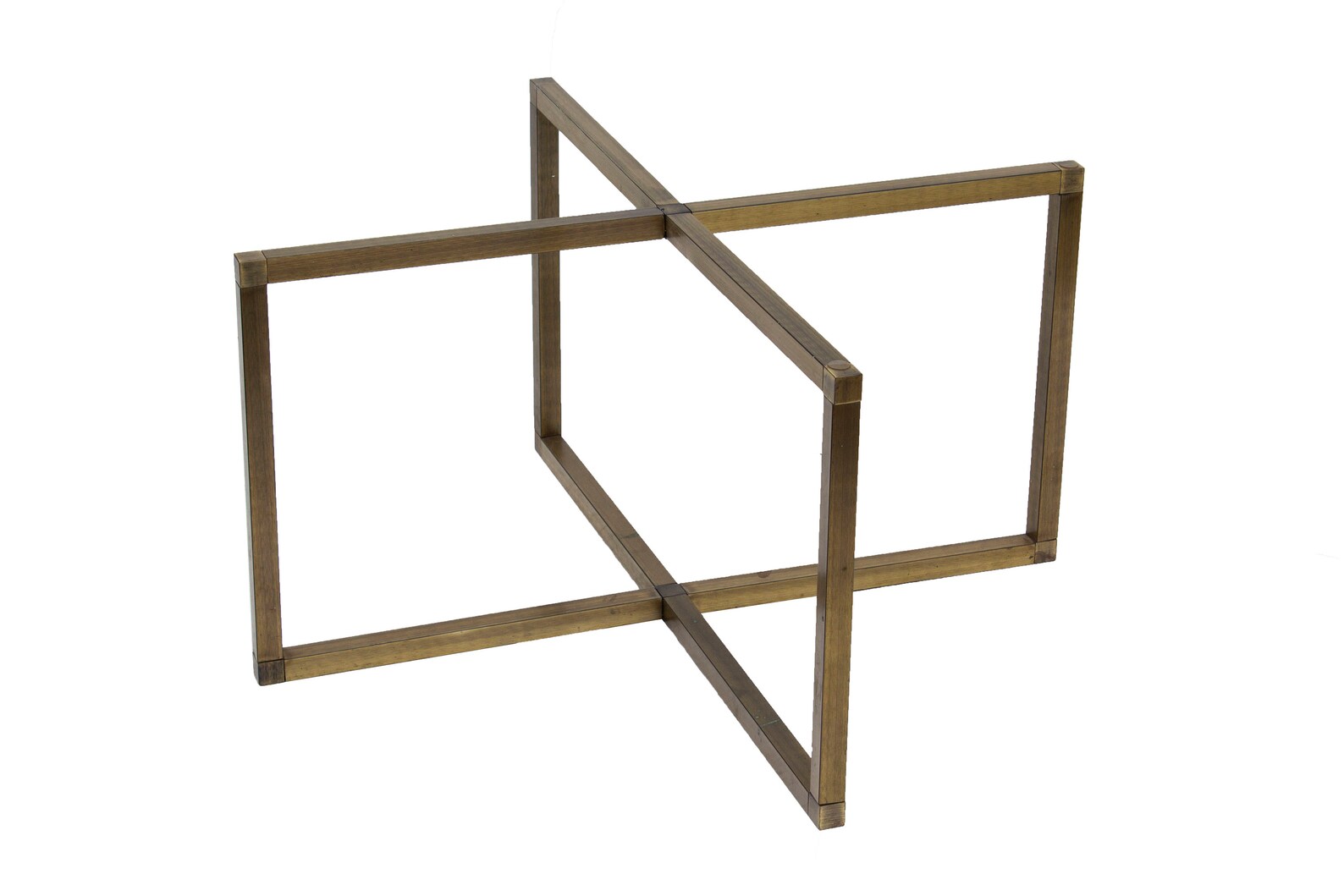 Round Brass Coffee Table With X Base and Smoked Glass Top Etsy