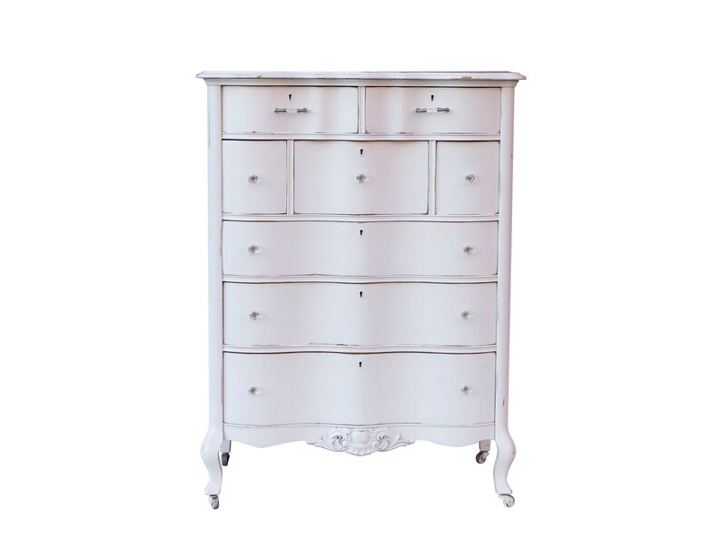 Antique White Shabby Chic Highboy Dresser By J B Van Sciver Of Camden Nj