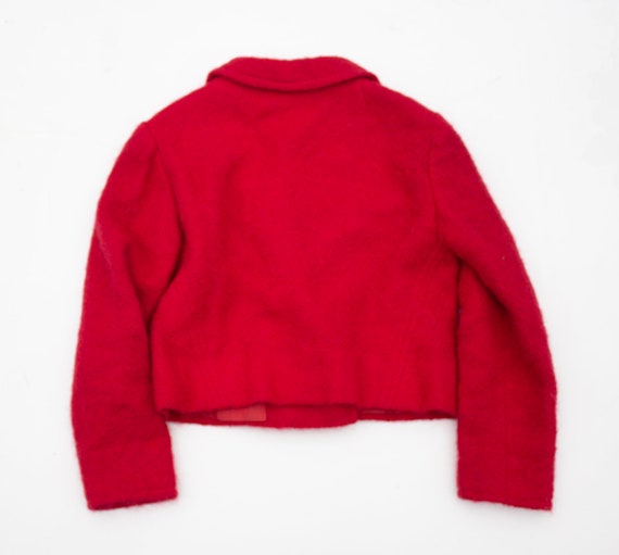 Red Holiday Perfect Boucle Fuzzy Cropped Double B… - image 2
