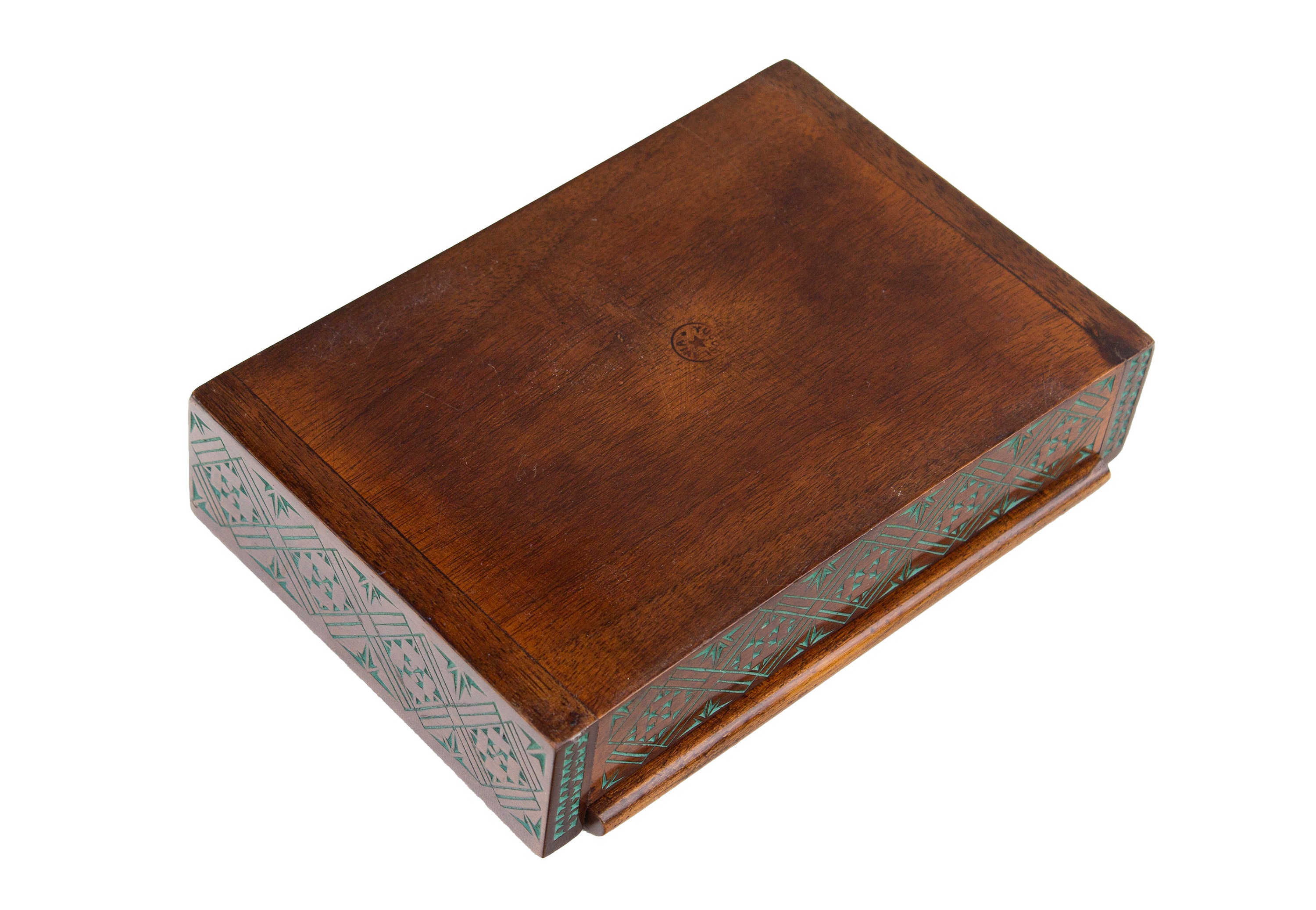 Caja de caoba pulida dividida con todo el día turquesa | Etsy